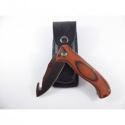 Folding Gut Hook Knife with Authentic Leather Sheath (TTK85FGH)