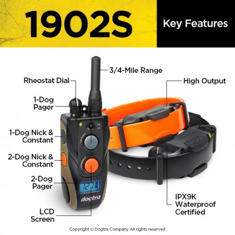 Dogtra 1902S Remote Training Collar - 2 Dog System